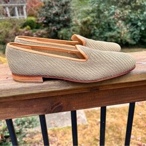 Stubbs & Wootton raffia loafers natural flats size 9.5
